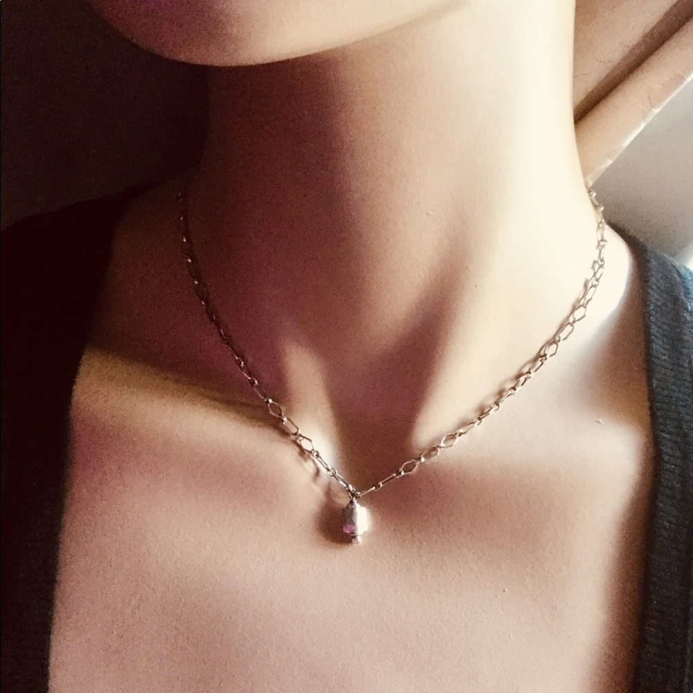 Silver locket type charm necklace